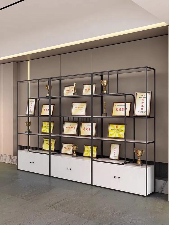 荣誉墙展示柜奖杯奖牌证书展示架公司办公室会议室产品样品陈列架